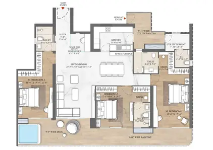 Type A1 3.5 BHK Floor Plan