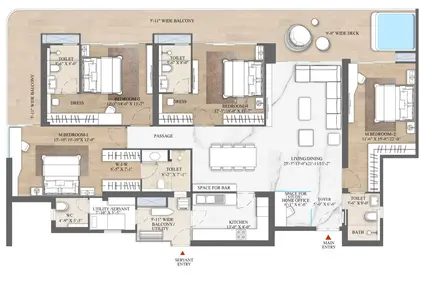 Type B 4.5 BHK Floor Plan