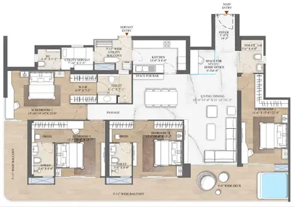 Type B1 4.5 BHK Floor Plan