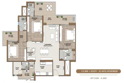 3.5 BHK XL + Utility Floor Plan