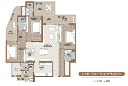 3.5 BHK XXL + Utility Floor Plan