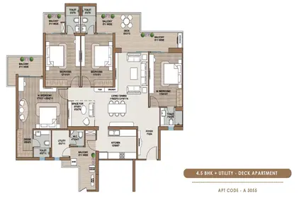 4.5 BHK + Utility Floor Plan