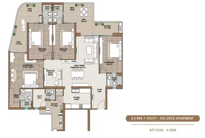 4.5 BHK XXL + Utility Floor Plan